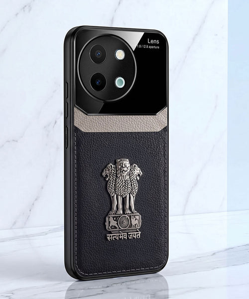 Vivo Y58 5G Satyamev Jayate 3D Metal Leather Back Case