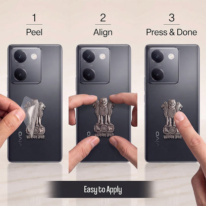 Vivo Y200 Pro 5G Compatible Satyamev Jayate 3D Metal Emblem Sticker