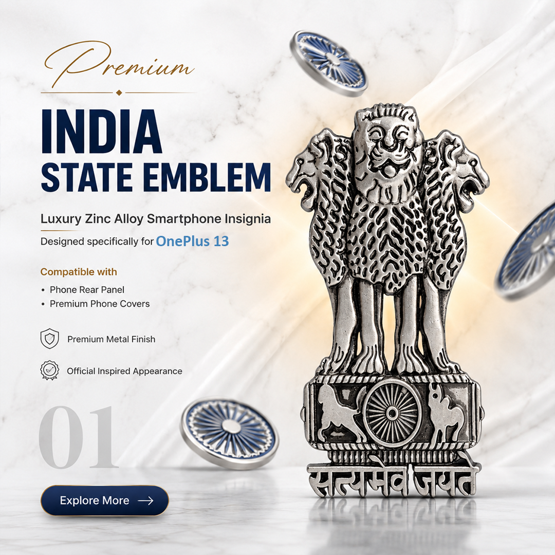 Oppo K13 Turbo Pro 5G Compatible Satyamev Jayate 3D Metal Emblem Sticker