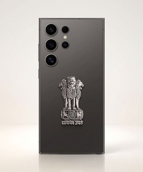 Samsung Galaxy S24 Ultra 5G Compatible Satyamev Jayate 3D Metal Emblem Sticker