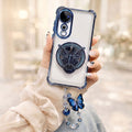 Vivo V40 Pro 5G Transparent Airbag Butterfly Stand Case with Charm Strap
