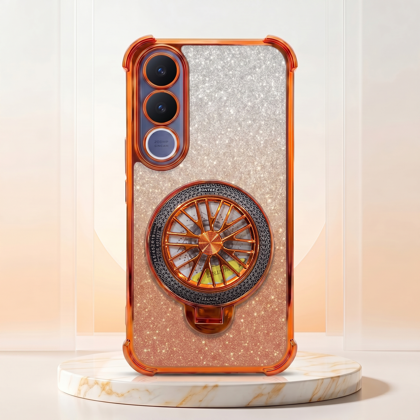 Vivo V70 FE 5G Stress Buster Wheel Rotating Shimmer Airbag Cosmic Orange Case