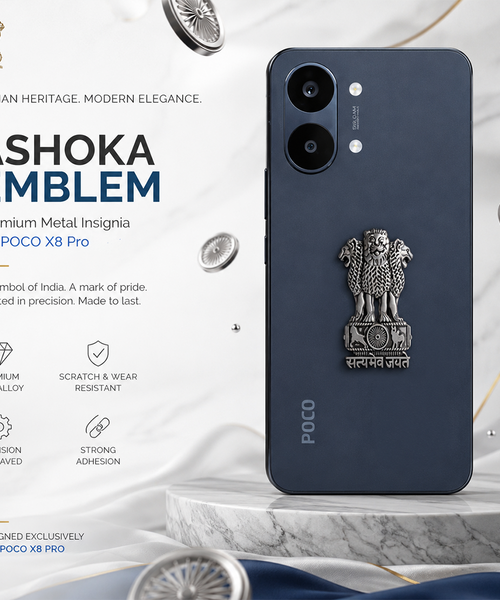 POCO X8 Pro 5G Compatible Satyamev Jayate 3D Metal Emblem Sticker