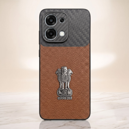 Oppo F31 5G Satyamev Jayate Carbon Fiber Leather Hybrid Phone Case
