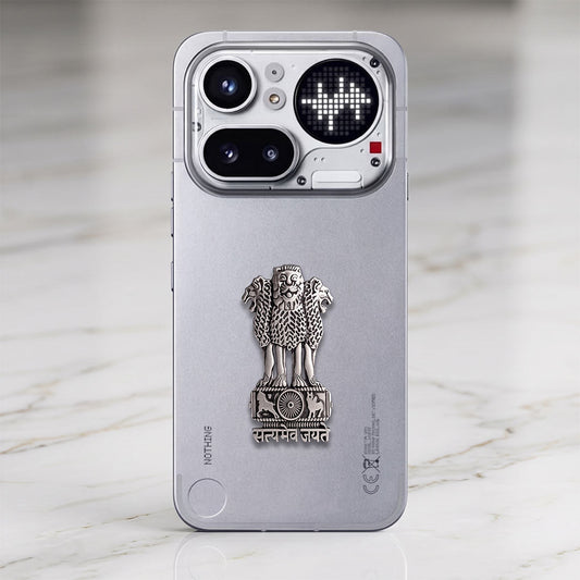 Nothing Phone 4A Pro 5G Compatible Satyamev Jayate 3D Metal Emblem Sticker