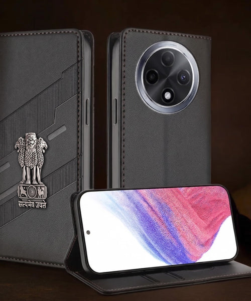 Oppo F27 Pro Plus 5G Satyamev Jayate 3D Emblem Magnetic Flip Wallet Case