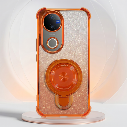 Vivo V50 5G Invincible Bracket Ring Stand Shimmer Airbag Cosmic Orange Case