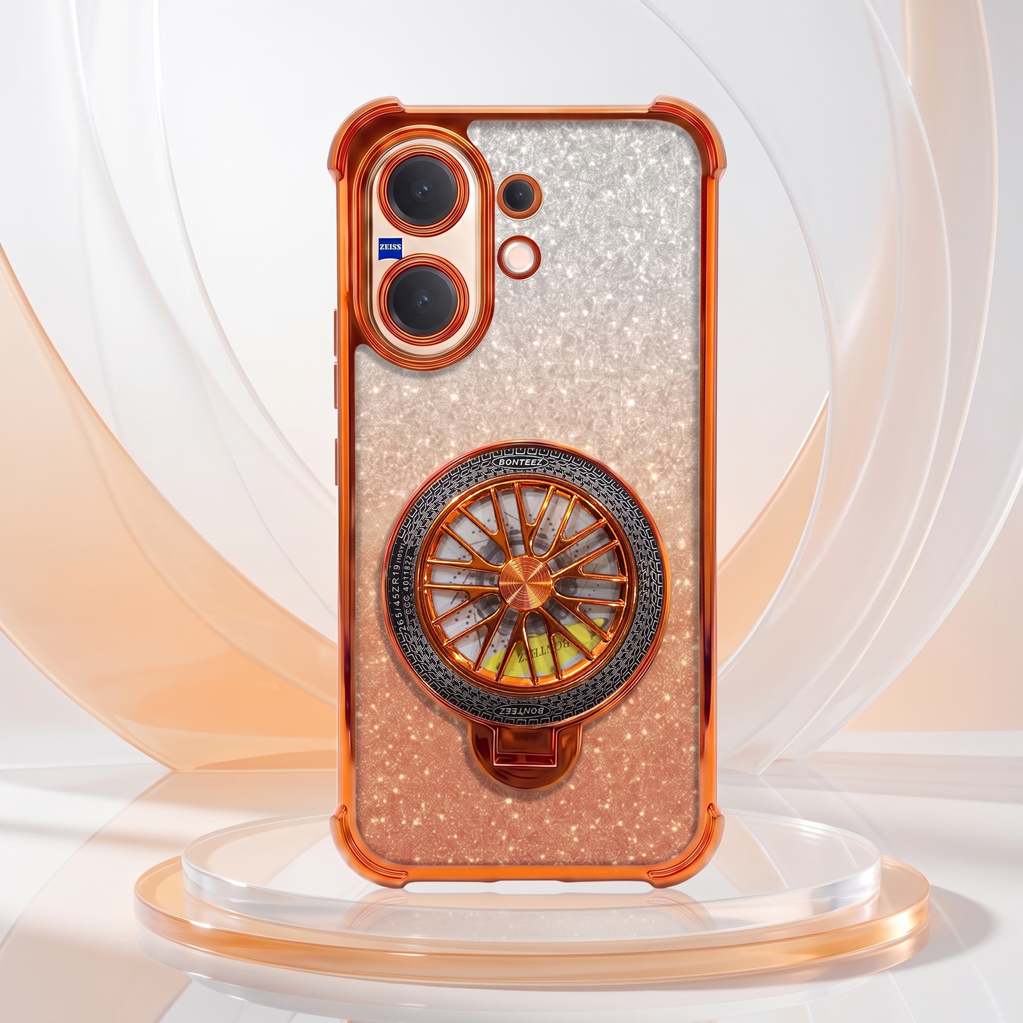 Vivo V60 5G Stress Buster Wheel Rotating Shimmer Airbag Cosmic Orange Case
