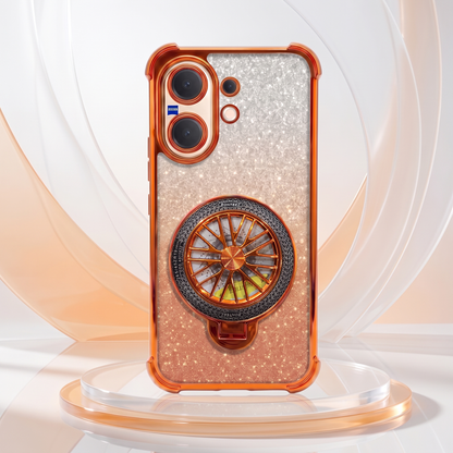 Vivo V60 5G Stress Buster Wheel Rotating Shimmer Airbag Cosmic Orange Case