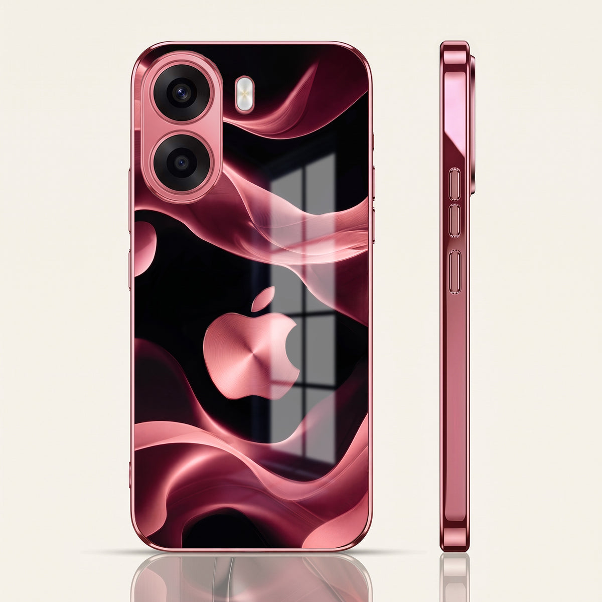 Oppo K14x 5G Luxury Wave Pink Electroplated Glass Phone Back Case