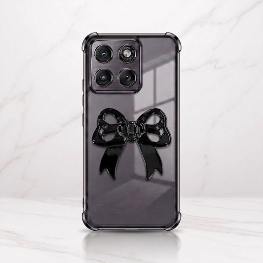 Motorola Edge 70 5G Stylish Bow Knot Stand Transparent Shockproof Airbag Phone Case