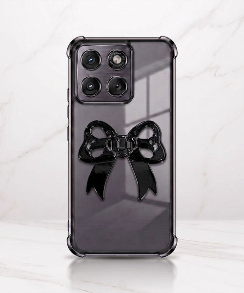 Motorola Edge 70 5G Stylish Bow Knot Stand Transparent Shockproof Airbag Phone Case