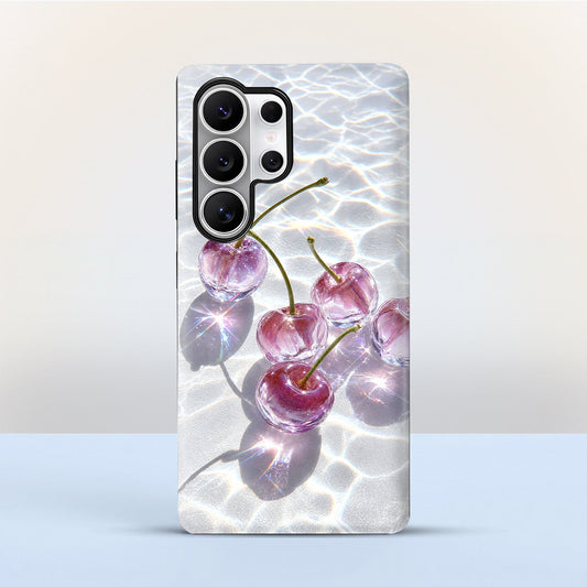 Samsung Galaxy S24 Ultra 5G Purple Transparent Cherry Protective Case