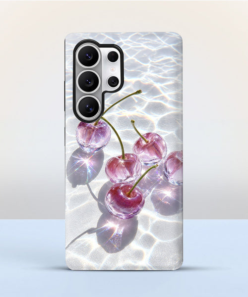 Samsung Galaxy S24 Ultra 5G Purple Transparent Cherry Protective Case