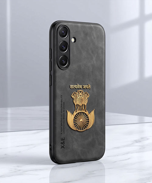 Samsung Galaxy A35 5G Satyamev Jayate Comfortable Leather Phone Case