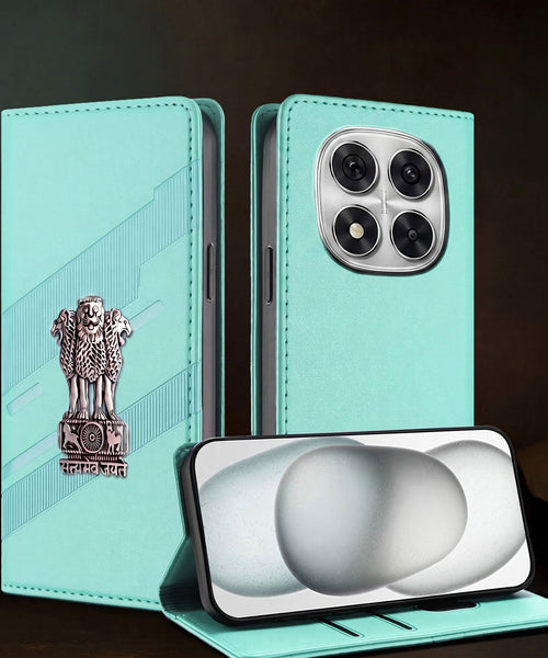 Redmi Note 14 Pro Plus 5G Satyamev Jayate 3D Emblem Magnetic Flip Wallet Case