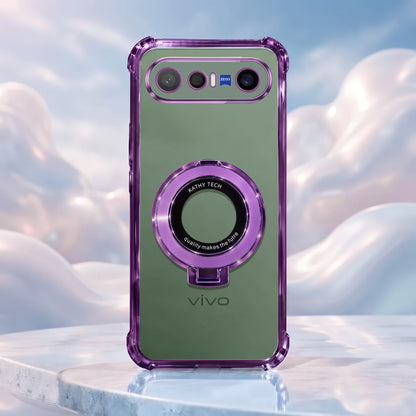 Vivo X300 FE 5G Original Luxury Magnifier Ring Stand Shockproof Airbags Corner Case