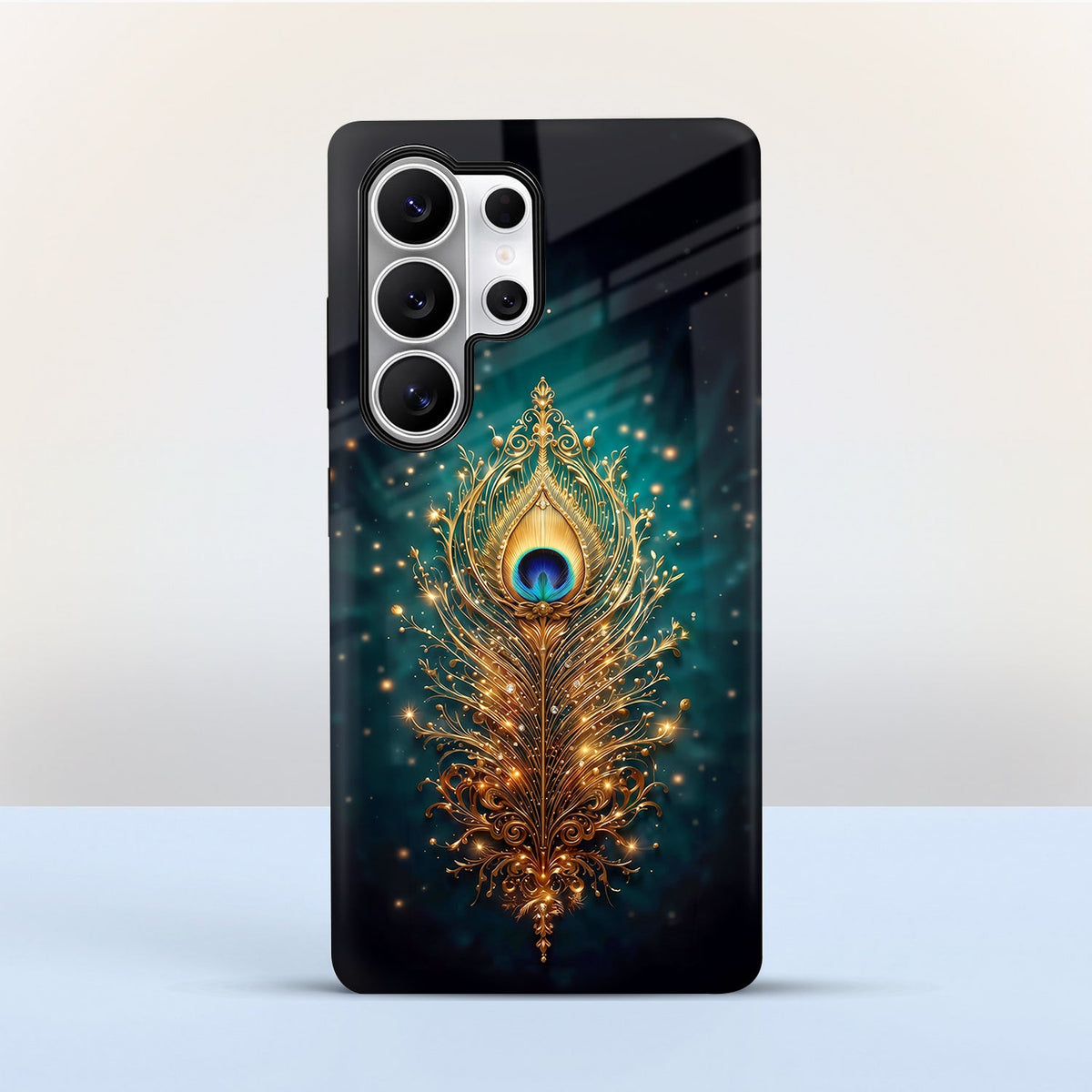 Samsung Galaxy S24 Ultra 5G Golden Peacock Feather Protective Cases