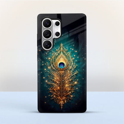 Samsung Galaxy S24 Ultra 5G Golden Peacock Feather Protective Cases