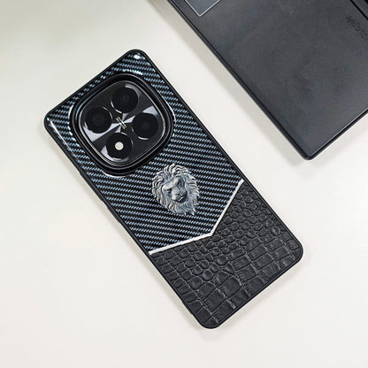Redmi Note 14 Pro 5G Luxury Lion Pattern Leather And Liquid Silicone Case