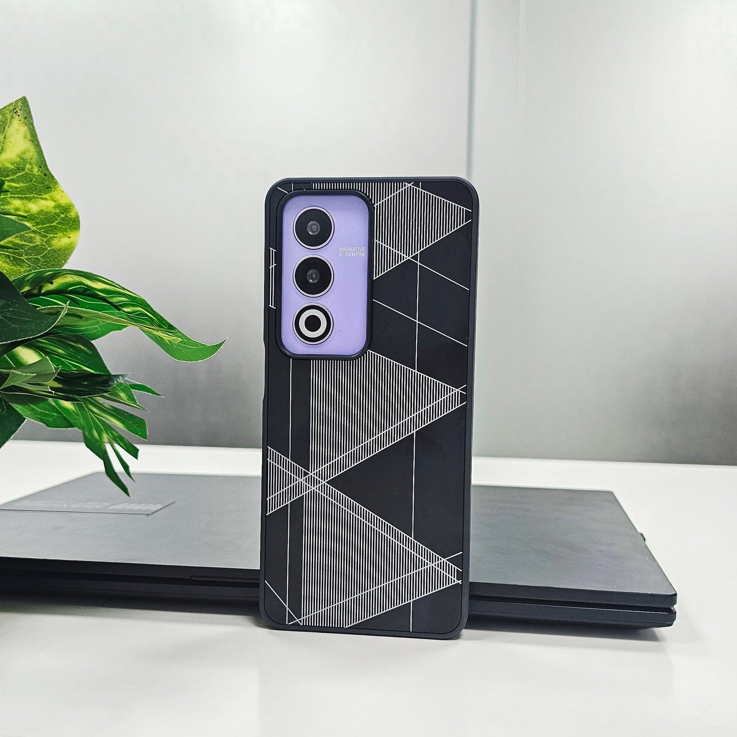 Oppo A3 5G Triangle Pattern Matte Back Shockproof Case