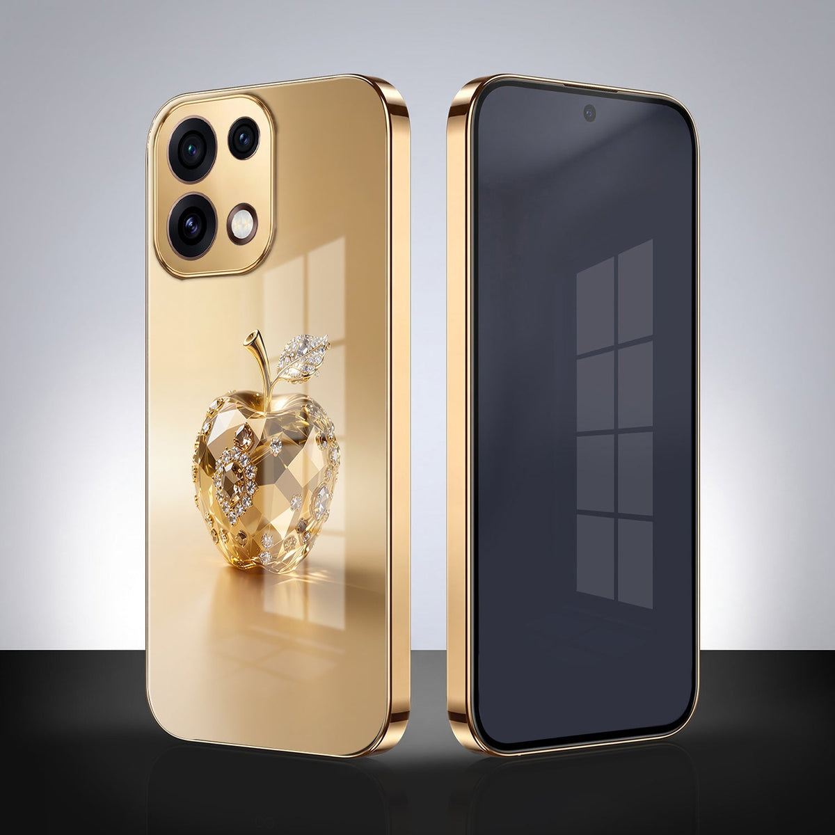 Oppo Reno 16C 5G Golden Apple Gold Electroplated Glass Phone Back Case