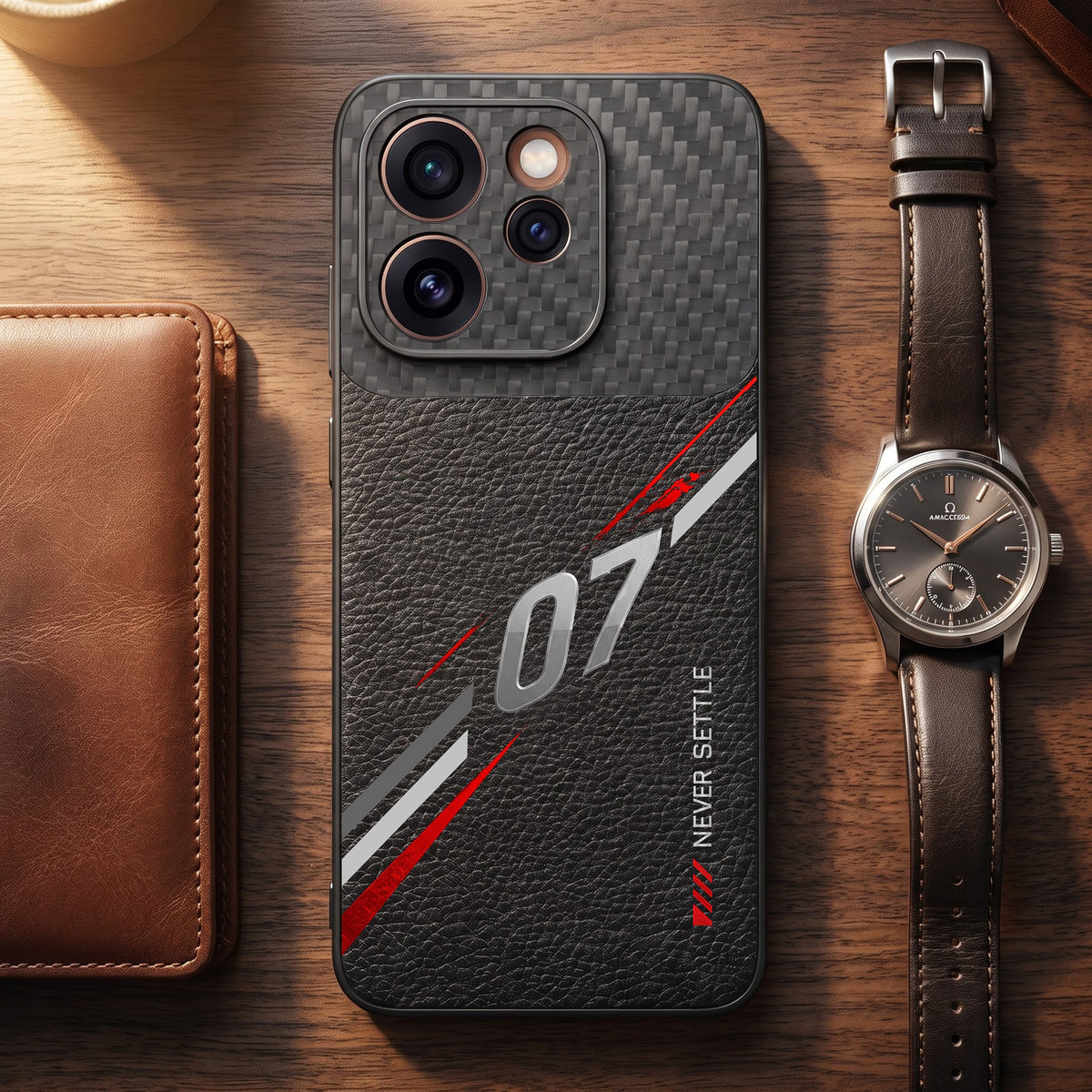 Oppo Reno 15 Pro Mini 5G Racing Edition Carbon Fiber Leather Hybrid Back Case