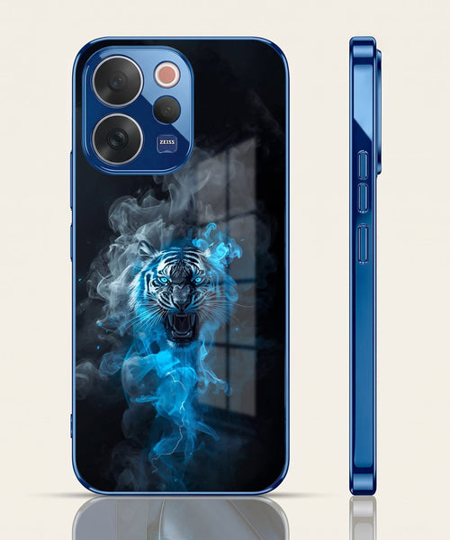 Vivo V70 5G Blue Spirit Tiger Blue Electroplated Glass Phone Back Case