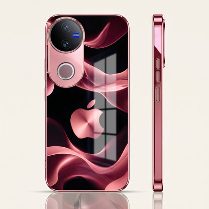 Vivo V50 5G Luxury Wave Pink Electroplated Glass Phone Back Case
