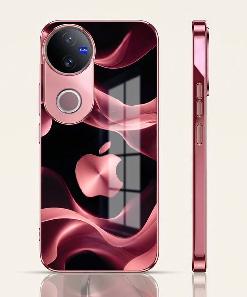 Vivo V50 5G Luxury Wave Pink Electroplated Glass Phone Back Case