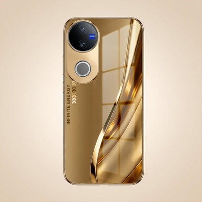 Vivo V50 5G Luxury Infinity Energy Gold Electroplated Glass Phone Case