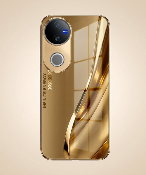 Vivo V50 5G Luxury Infinity Energy Gold Electroplated Glass Phone Case