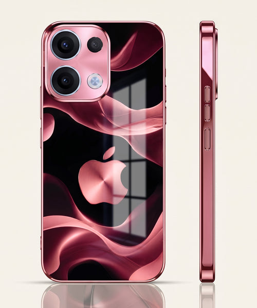 Oppo Reno 13 5G Luxury Wave Pink Electroplated Glass Phone Back Case