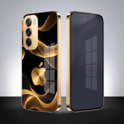 Oppo Reno 12 Pro 5G Luxury Wave Gold Electroplated Glass Phone Back Case