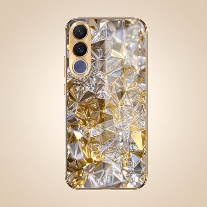 Vivo V70 FE 5G White Diamond Shatter Gold Electroplated Glass Phone Back Case