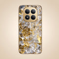 Redmi Note 15 Pro+ 5G White Diamond Shatter Gold Electroplated Glass Phone Back Case