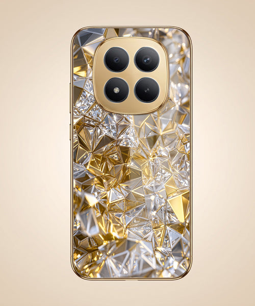 Redmi Note 15 Pro+ 5G White Diamond Shatter Gold Electroplated Glass Phone Back Case