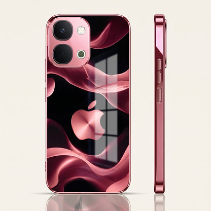 Vivo T5x 5G Luxury Wave Pink Electroplated Glass Phone Back Case