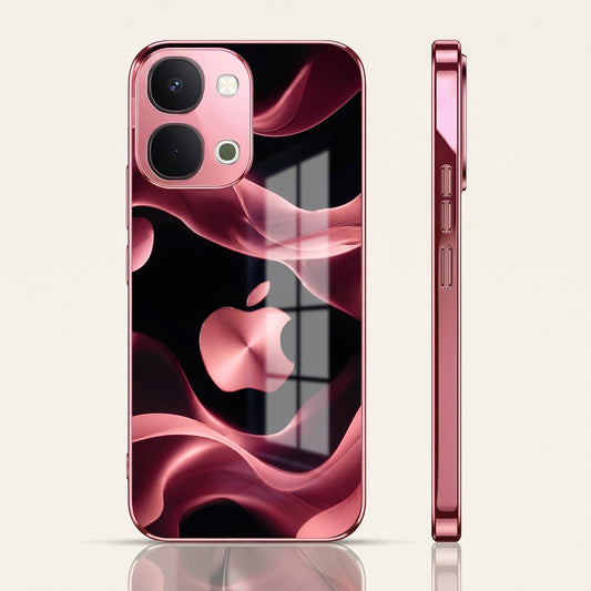 Vivo T5x 5G Luxury Wave Pink Electroplated Glass Phone Back Case