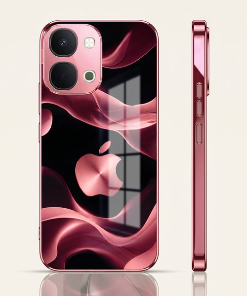 Vivo T5x 5G Luxury Wave Pink Electroplated Glass Phone Back Case