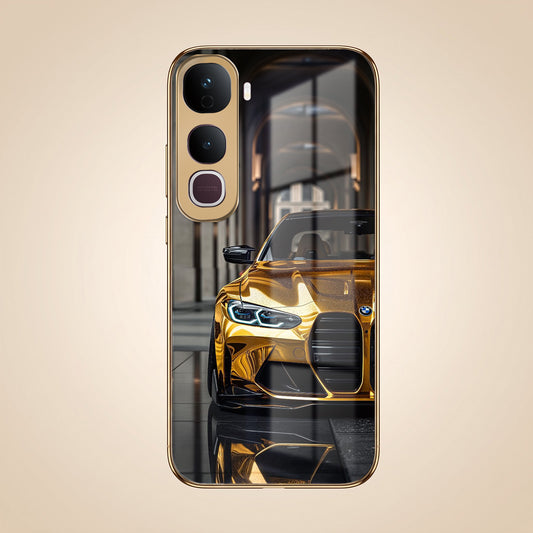 Vivo Y400 Pro 5G Golden BMW Gold Electroplated Glass Phone Back Case