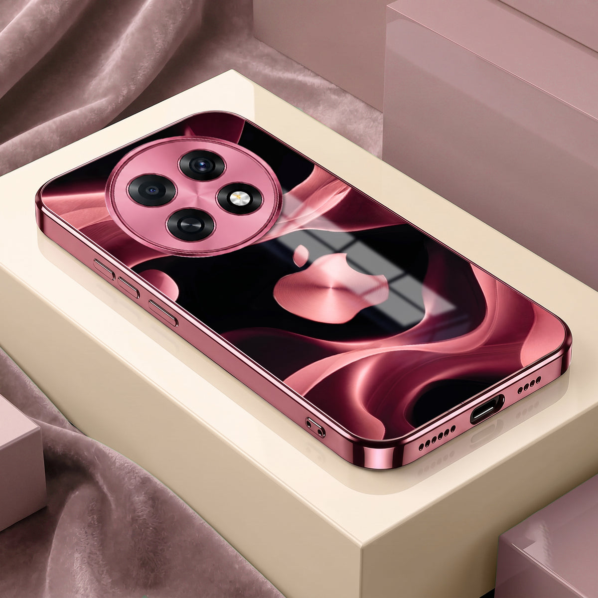 Oppo F31 Pro+ 5G Luxury Wave Pink Electroplated Glass Phone Back Case