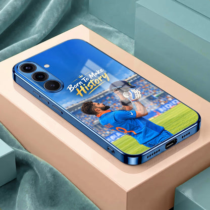 Samsung Galaxy A56 5G Born TO Make History Blue Electroplated Glass Phone Back Case