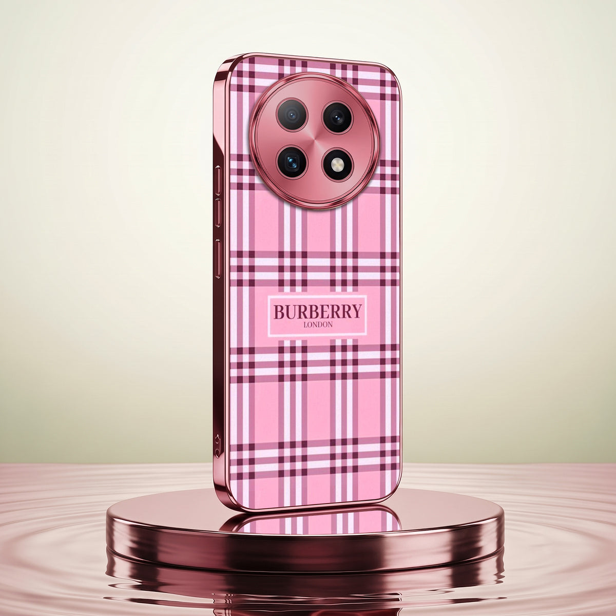Oppo F29 Pro 5G Burberry Classic Pink Electroplated Glass Phone Back Case