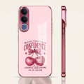 Vivo V70 FE 5G Luxury Cherry Bow Pink Electroplated Glass Phone Back Case