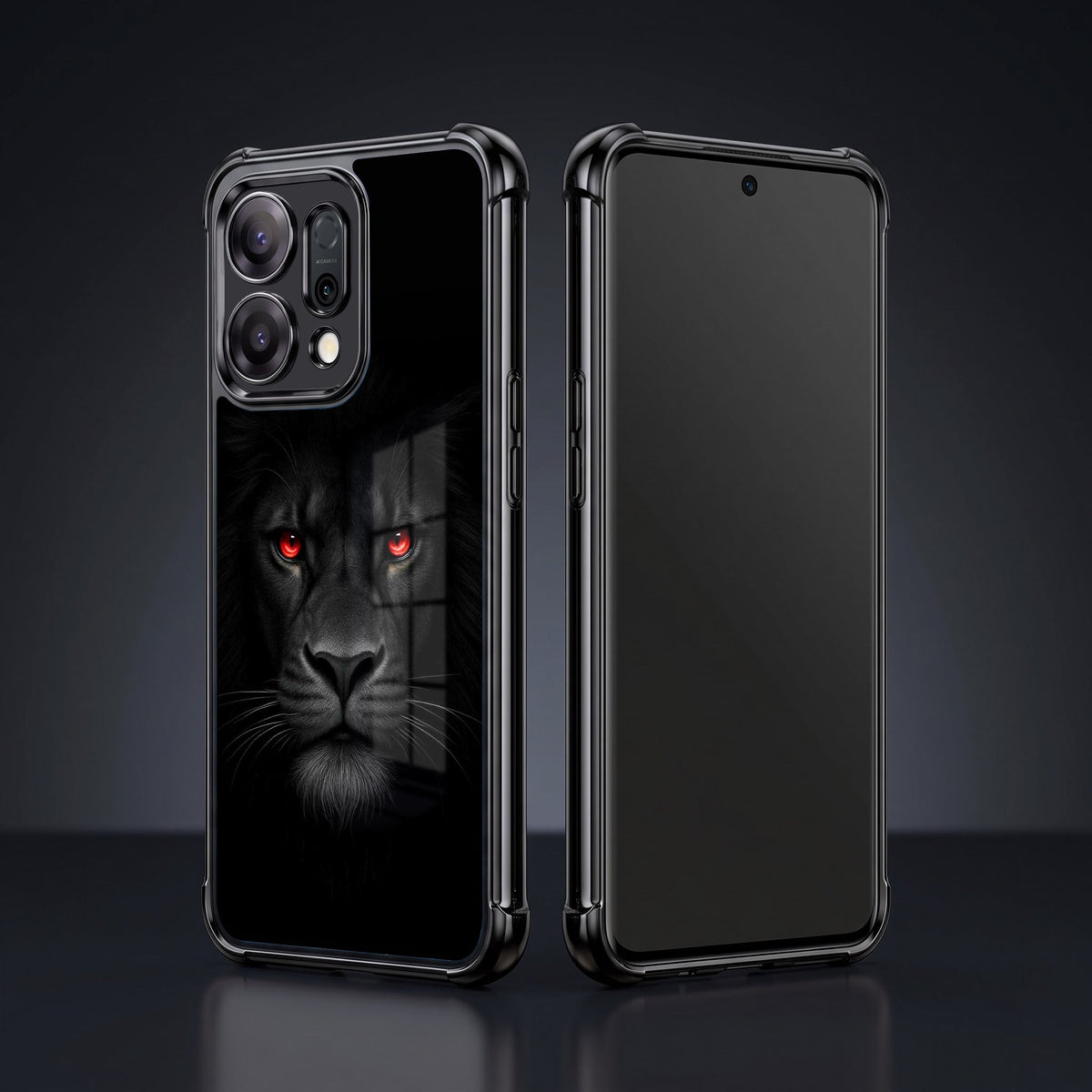 Oppo Reno 14 5G Premium Black Lion Airbags Printed Back Case
