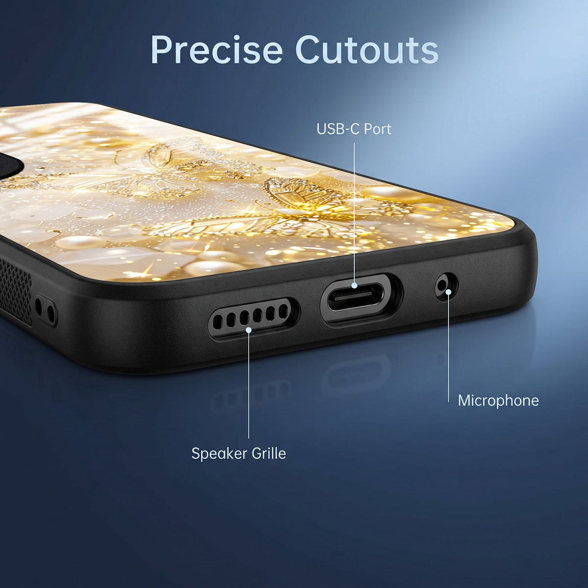 Vivo V50 5G Golden Butterfly Acrylic Glass Back Case