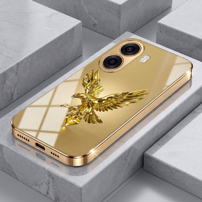 Oppo K14x 5G Golden Eagle Gold Electroplated Glass Phone Back Case