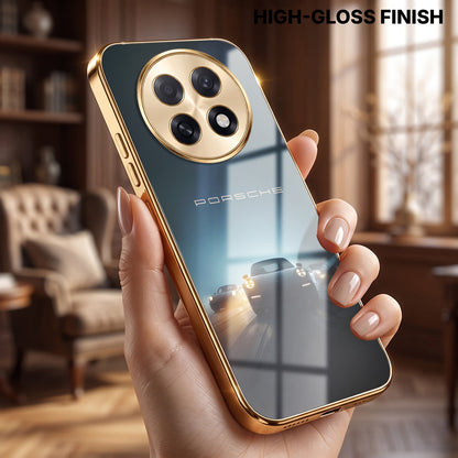 Oppo F31 Pro+ 5G Porsche Luxury Gold Electroplated Glass Phone Back Case