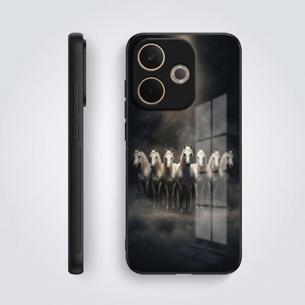 Oppo A5 Pro 5G Running Horses Acrylic Glass Back Case